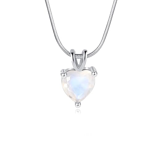 Natural Moonstone Heart Pendant Necklace Real Moonstone Moon Stone Jewelry for Women