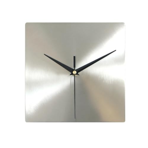 壁掛け時計 おしゃれ ステンレス シルバー 20cm×20cm 正方形 静音 スクエア 掛け 時計 インテリア雑貨 モノトーン シンプル ギフト プレゼント 韓国スタイル 人気 音がしない とけい 寝室 キッチン リビング 北欧 モダン かっこいい 男子