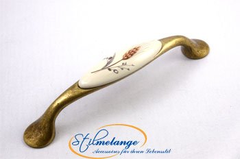 Landhausstil Bogengriffe CURVA mit Porzellan-Inlay Ähre 23 x 31 x 160 – Stilmelange Qualität aus Europa seit 1998 - 2
