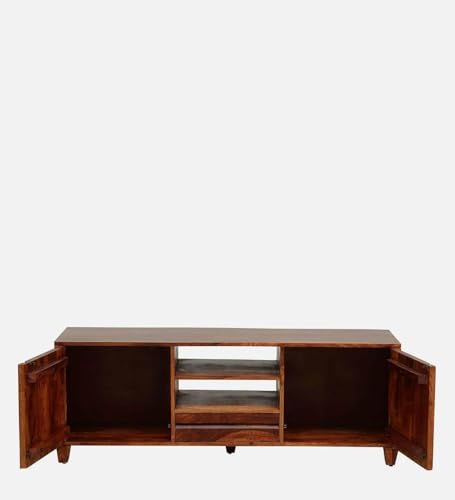 Image of Solid Sheesham Wood TV Unit for Living Room | TV Stand | TV Cabinet with Storage for Living Room and Hotel Furniture (Honey Finish-03)