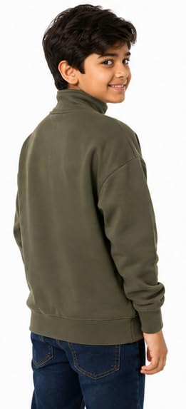 Image of T2F Boys Cotton High Neck Oversized Fit DropShoulder Sweatshirt