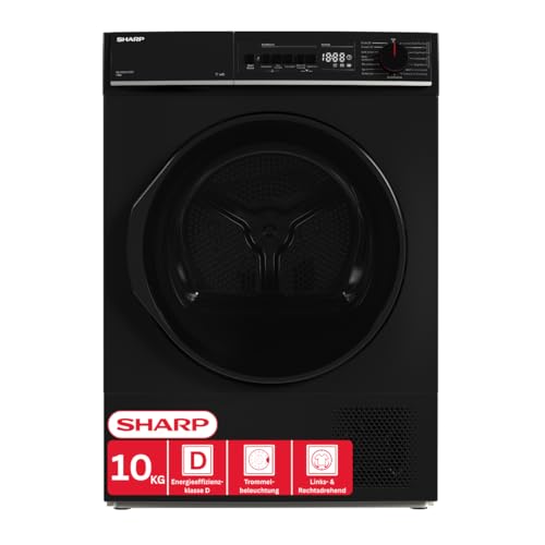 Sharp KD-PRO0S7GBD-DE Wäschetrockner, 10kg, D, WiFi, 15 Programme inkl. 20-Minuten-Schnelltrockenprogramm, Schwarz