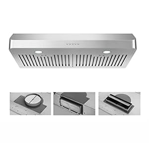 30 Inch Under Cabinet Range Hood Kitchen Vent Hood,Built in Range Hood for Ducted in Stainless Steel, with Permanent Stainless Steel Filters