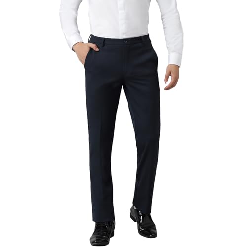Image of SUBTRACT Slim-Fit Stretchable Lycra Formal Pants for Men with Flexible Waistband | Stylish Men's Wear Trousers for Office or Party |Dress Trouser Pant
