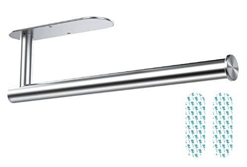 Zuvo Kitchen Roll Holder Under Cabinet – 30 cm Stainless Steel, Self-Adhesive or Screw Mount, Rustproof and Durable Solution for Paper Rolls, Silver