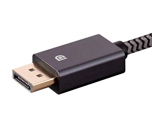 Monoprice Cabo de nylon trançado DisplayPort 1.4 EasyPlug – 3 metros – Cinza, até 32,4 Gbps, 8K @60H