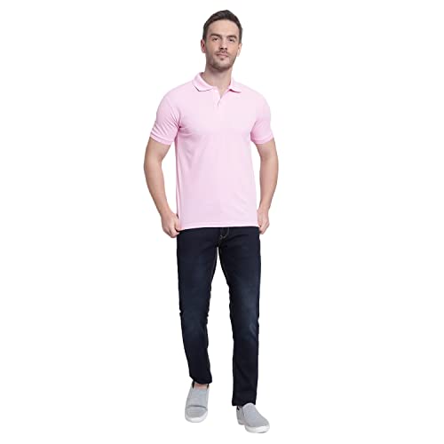 Image of Men's Poly Cotton-Matty Tshirt with Regular Fit Solid Pattern Half Sleeve Standard Length and Button Down Closure|Men's T-Shirts