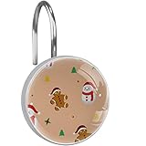 12 Packungen Dekorative Duschvorhanghaken, Edelstahl Duschhaken Ringe für Badezimmer, Duschvorhang Ringe Aufhänger Cartoon Kinderlich Weihnachten