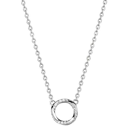 Sterling Silver Moebius Circle Necklace With Zirconia, Adjustable Chain, And Pendant For Women, Perfect For Any Occasion