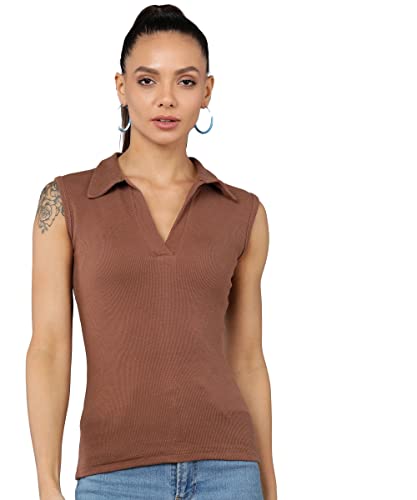 Image of Rock Paper Scissors Womens Collared Neck Crop Tank Top Stylish Tops