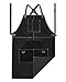 ANTAITHER Black Leather Welding Apron with 6 Pockets - Heavy Duty, Heat & Flame Resistant 36Inch