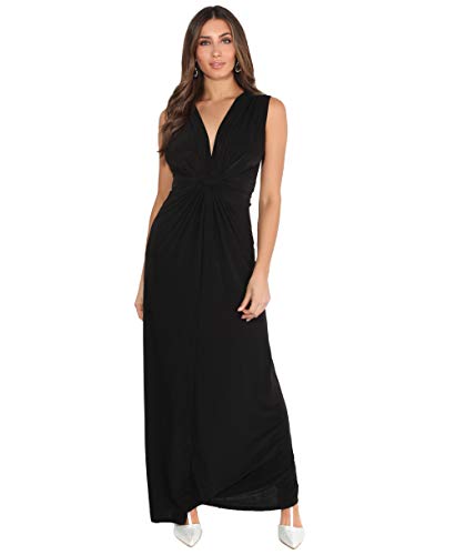 KRISP Vestido Mujer Largo Tallas Grandes Manga Boda Noche Cóctel Fiesta Elegante, Negro, 36 EU (08 UK), 3278-BLK-08
