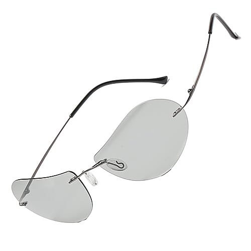 PLOPLO Photochromic Titanium Alloy Matrix Neo Sunglasses men 13.9 g Ultralight Rimless Anti UV400