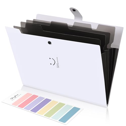 Image of SKYDUE 5 Pocket Expanding File Folder, Letter Size Portable Accordion Folders for Documents for School Office, White