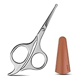 Lobodt 4.7-inch small nose hair scissors, round head, for trimming facial hair, ear hair, eyebrows, eyelashes, bathroom, suitable for both men and women, personal care and beauty (matte silver)