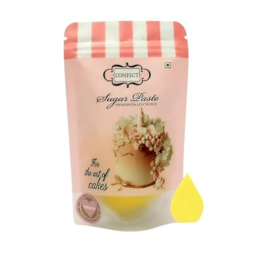 Confect Sunshine Yellow Fondant | Chef's Choice Edible Colored Fondant for Cake Decorating | Vegan, Gluten-Free, Nut-Free, Palm Oil-Free – 250 gms