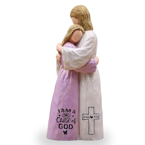 Jesus Embracing Woman-Christian Gifts for Women, Religious Gifts for Women, Baptism Gift for Girl, Sculpted Hand-Painted Figurine