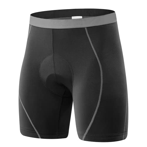 qualidyne Herren Fahrrad Unterwäsche 4D Gepolsterte Bike Shorts mit Polsterung Rennrad MTB Liner Shorts, GRAU, Large Cover