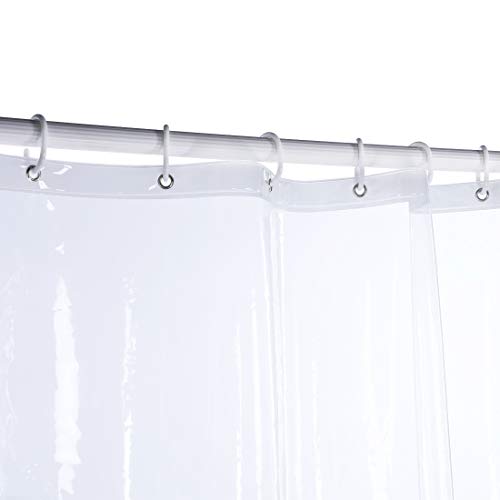 Image of Shower Curtain Liner 74 inches Long, EVA Heavy Duty Longer Bath Clear Shower Liner with 3 Strong Weights, 100% Waterproof, Odorless, 70 x 74 inch