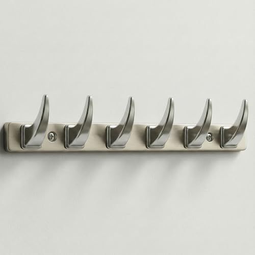 Image of 6 Hook Stylish Clothes Hanger for Wall /Clothes Hanging Hooks for Door /Wall Mounted Hanger for Clothes (CP with Satin) Pack of 1-| 3 Years Warranty |
