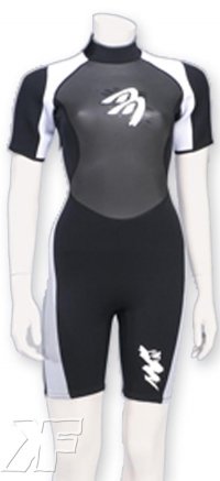 Kitefly Ascan - Traje de neopreno corto 2 mm color blanco/negro para mujer - 36