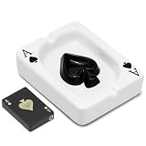GIFTORCH Ash Tray Indoor with Cigarette Lighter, Ceramic Ashtray with Butane Torch Refillable Lighter for Smokers Outdoor, Ace of Spade Unique Home Poker Decor, Cool Stuff Gift for Men