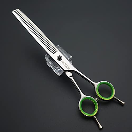 7,0 Zoll Professional Dog Grooming Scissors Set Gerade & Ausdünnen & Gebogen & Chunker & Kamm 5 Stück in 1 Set für Linkshänder & Rechtshänder Silberfarbe