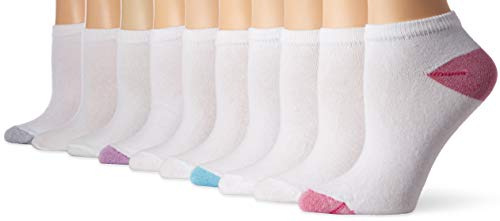 Gildan Women's Flat Knit No Show Socks, 10 Pairs, white, Shoe Size: 4-10