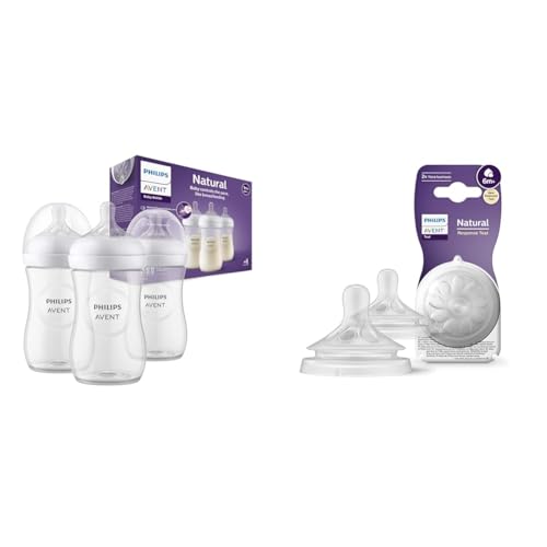 Biberons Philips Avent Réponse Naturelle 260ml et tétines débit 6 liquides épaissis