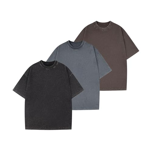 Oversize Cotton T Shirts for Women Unisex Mens Acid Washed T Shirt 100% Cotton