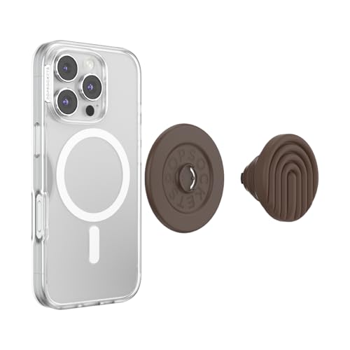 Image of PopSockets Phone Grip for MagSafe, Magnetic Holder, Phone Stand, Brown - Curves Cocoa