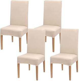 Newthinking Stretch Chair Covers for Dining Room, High Back Dining Chair Covers, Removable and Washable Full Wrap Elastic Chair Cover for Hotel, Wedding, Kitchen, Dining Room (Wine Red, 4 Pack)