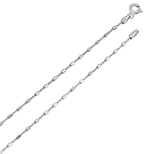 1.3mm Solid .925 Sterling Silver Flat Link Chain Necklace - Image 3