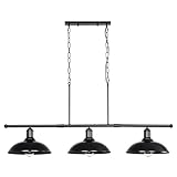 METOJIA Island-Lighting Pool-Table Light-Pendant Fixture - 3 Lights Hanging 50 Inch Black Billiard Lights Industrial Kitchen Modern Farmhouse Rustic Chandeliers for Dining Room Vintage Bar Lights