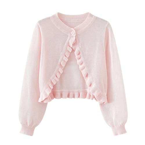 Little Girls Kids Long Sleeve Cardigan Button Closure Bolero Sweaters Dress Cover Up Cropped Tops