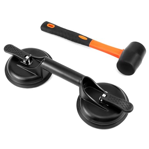 Image of QWORK Floor Gap Fixer Tool for Laminate Floor Gap Repair with 11.8 Inch Plastic Mallet, for Floating Wooden Floors
