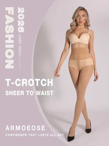 Image of Indestructible Tights for Women, Rip Resistant Durability T-Crotch Pantyhose Semi Sheer High Waist Stockings