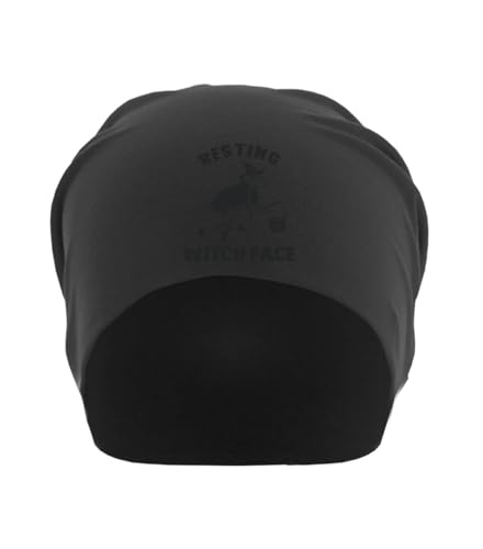 Bonnet fin unisexe en coton avec visage de sorcière reposant noir