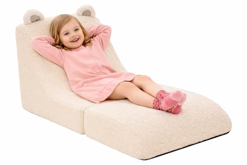 Canapé pour Enfants, Canapé Pliant pour Tout-Petit, Canapé Convertible pour Enfants, Canapé-lit Extensible pour Garçons et Filles (beige) (Blanc)