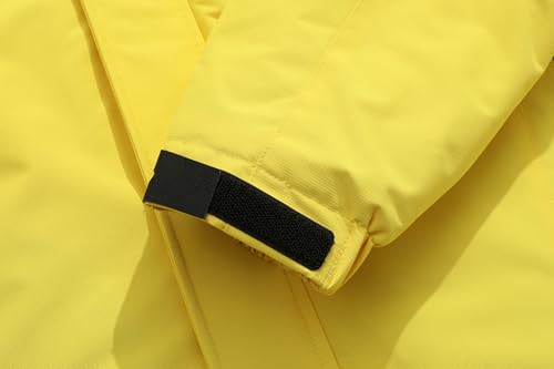 UTWGN Herren Skijacke Winter Warm Schneemantel Wasserdicht Windbreaker Kapuze Arbeit Outerwear Snowboardjacken, gelb, Large