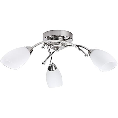 Contemporary 3 Arm Brushed Satin Chrome Ceiling Light Fitting Cover