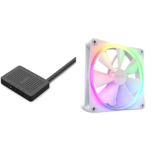 Image of NZXT RGB & Fan Controller - Black & F140 RGB Fans - RF-R14SF-W1 - Advanced RGB Lighting Customization - Whisper Quiet Cooling - Single (RGB Fan & Controller Required & NOT Included) - White