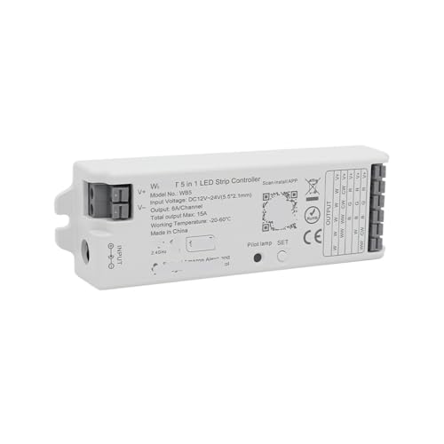 Atenuador 5 en 1 controlador inteligente BT para tiras de luz LED de 12V y 24V