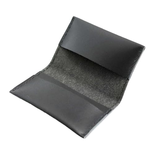 [KAKURA] 名刺入れ 手縫い二つ折り名刺ケース ブラック 本革 カードケース 名刺 メンズ レディースA