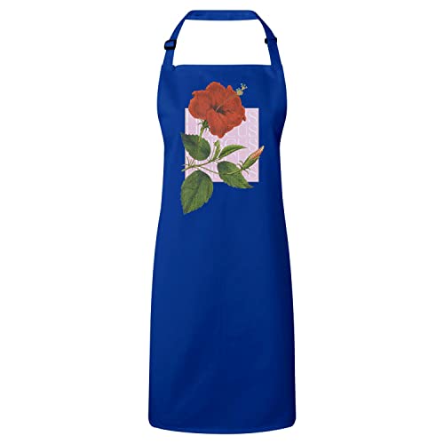 Tablier de cuisine fleurs vintage bleu hibiscus pour amateurs d'art botanique