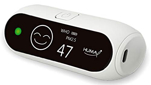 Image of Huma-i (HI-100), Advanced Portable Air Quality Monitor Indoor Outdoor Which Measures Particle Matter (PM2.5 and PM10), White