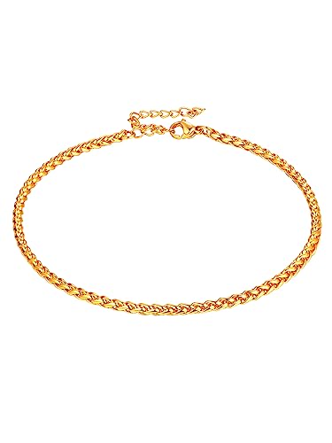 Image of FaithHeart Waterproof Ankle Bracelets for Women, 1 /2 /3Pcs Non Tarnish Stainless Steel Layered Anklet Set Paperclip Figaro Cuban Link Chain Dainty Summer Beach Jewelry Gift Adjustable Size