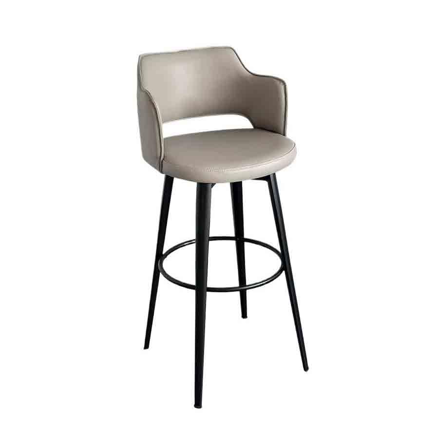Tabouret haut de bar gris réglable avec dossier ergonomique pour comptoir de maison