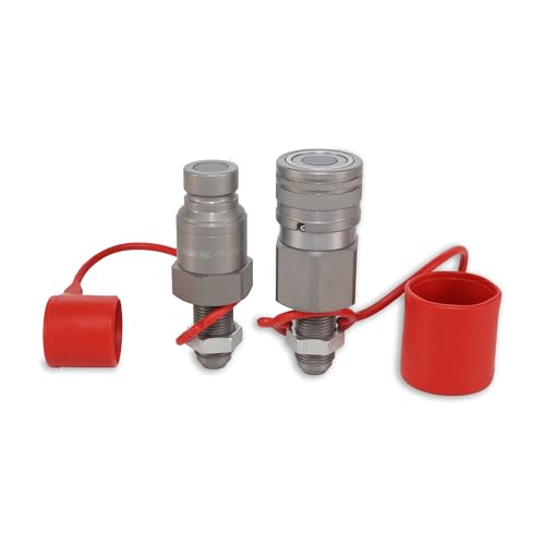 Image of 1 /2″ Flat Face Hydraulic Quick Couplers Set - 1 /2″ JIC Port Bulkhead Mount