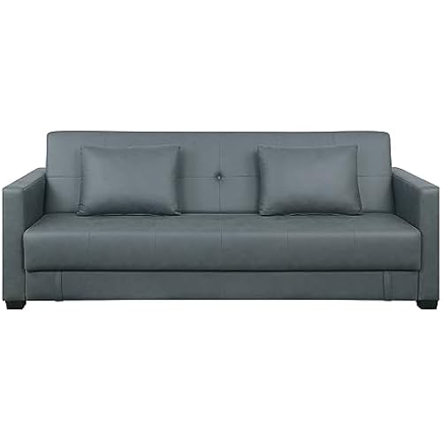 Pearington Mia Sofa Bed- Microfiber, Multi Position Bedroom, Living Room, or Office Futon; Couch Sleeper and Lounger with Extra Storage under Bottom Cushion, Grey